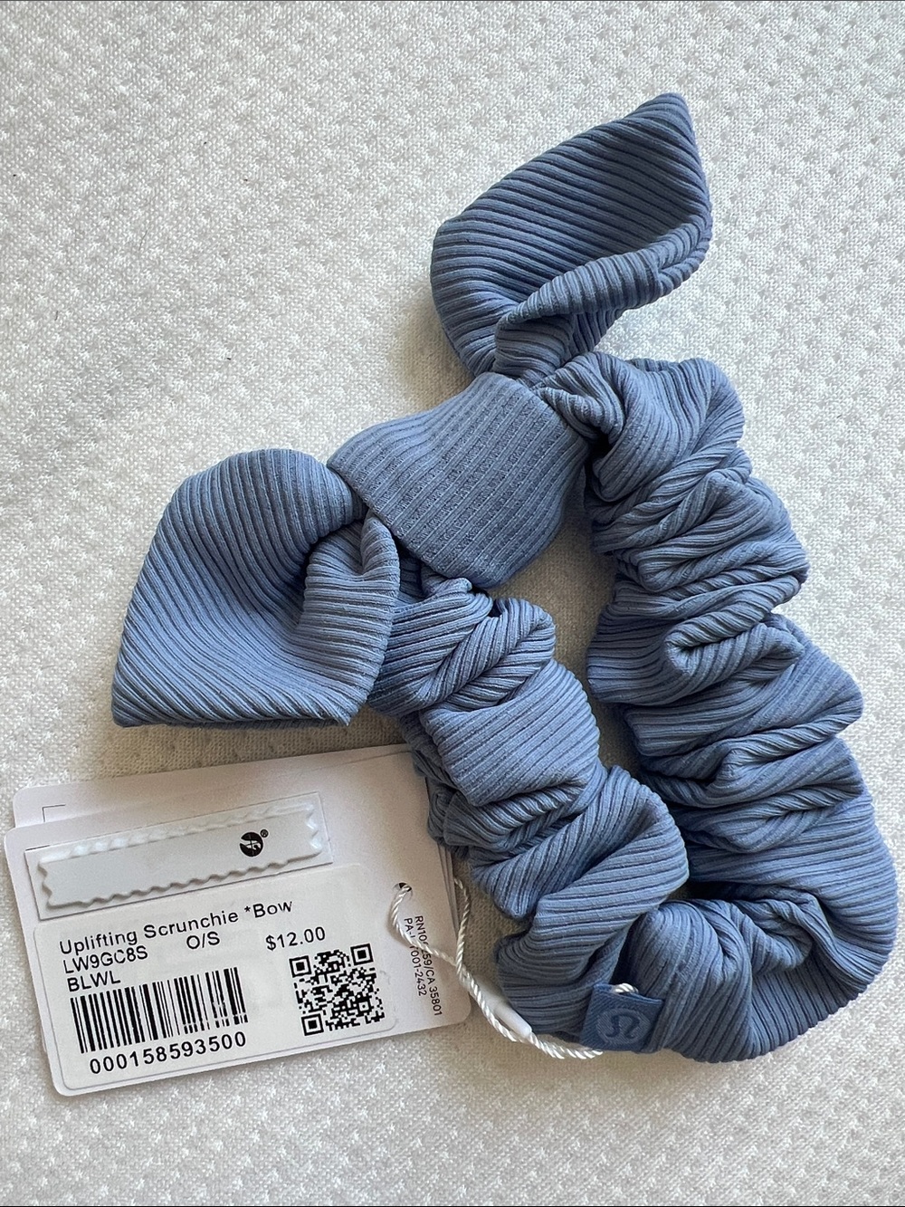 Lululemon Blue Willow Uplifting Hair Scrunchie Bow NEW WITH TAGS